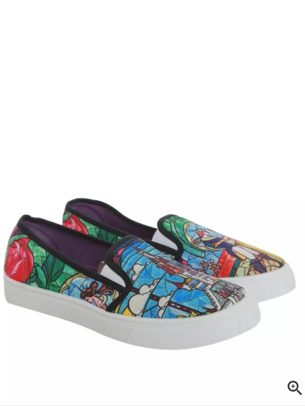 Disney Beauty and the Beast Stained Glass Slip-On Sneakers Size M (7/8) EUC